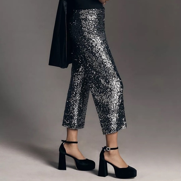 Anthropologie The Colette Cropped Wide-Leg Sequin Pants - Picture 10 of 13